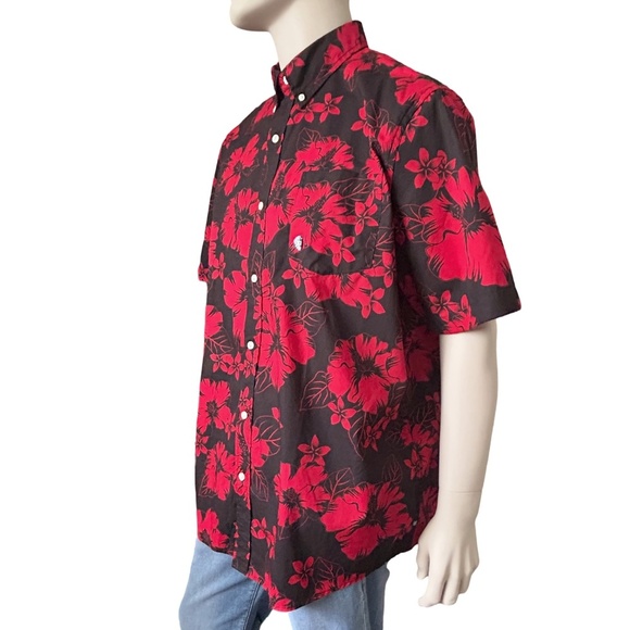 Chaps Easy Care Shirt Floral Hibiscus Tiki Hawaiian Button Front w/ Placket NWOT - Picture 4 of 16